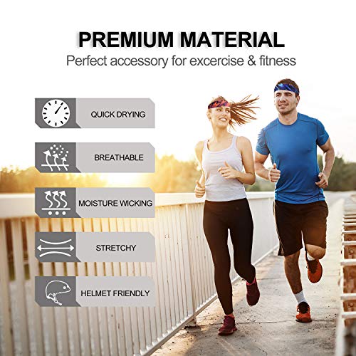 AYPOW Cinta para Deportes, Paquete de 3 impresoras Banda para la Cabeza Elástica Banda para el Cabello Atlético Antideslizante Humedad Wicking Banda Ancha para Yoga Fitness Sudadera