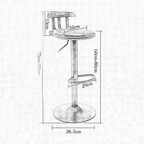 AYU Sillas de Bar Retro Ajustables, taburetes pequeños Taburetes de Bar con Respaldo Sillas de Bar de Vino seguras Silla giratoria de Cocina Cuero sintético a Gas Lift-K