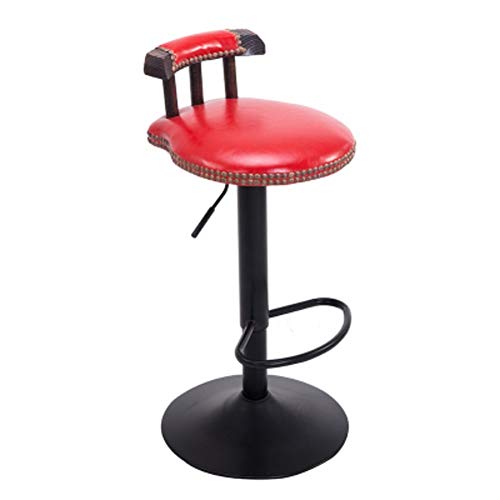 AYU Sillas de Bar Retro Ajustables, taburetes pequeños Taburetes de Bar con Respaldo Sillas de Bar de Vino seguras Silla giratoria de Cocina Cuero sintético a Gas Lift-K