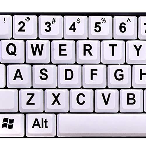 B Blesiya Teclado de Ordenador de impresión Grande, tamaño Completo con Cable USB, Alto Contraste, Letra de impresión Grande con Llaves Blancas para