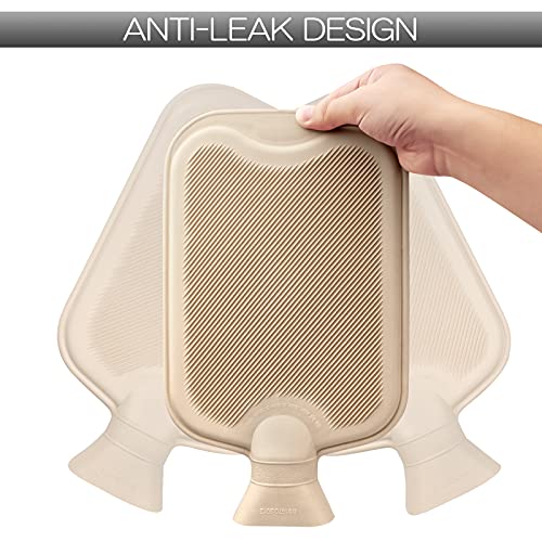 Babmoge Bolsa de Agua Caliente de 2L Funda de Suave Felpa Tejido extraíble y Lavable Regalo para Madre Padre (gris)