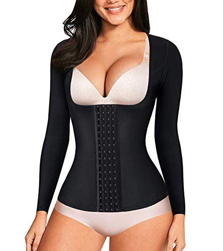 Bafully Mujeres Compresión Shapewear Tops Manga Larga Cintura Entrenador Chaleco Underbust Control Tummy Body Shaper