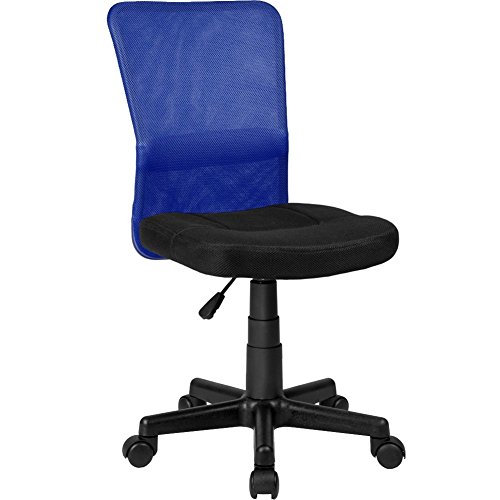 BAKAJI Silla Escritorio Oficina Giratoria Transpirable de Tela Red Altura Ajustable con Ruedas color Azul y Negro