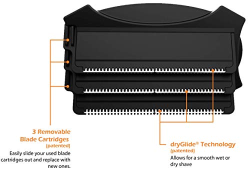 baKblade 2.0 Elite Plus - Depilación de espalda y afeitadora corporal (bricolaje), mango ergonómico, afeitado en seco o en húmedo (cuchillas adicionales incluidas)