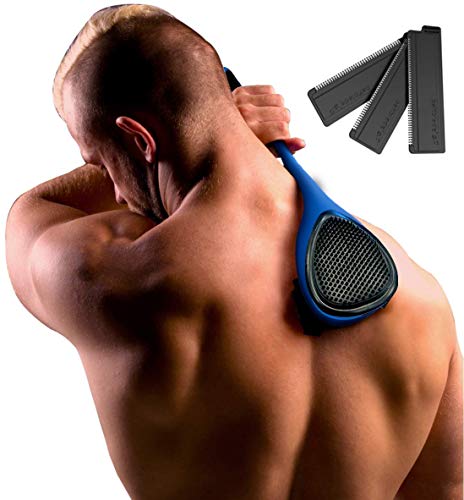 baKblade 2.0 Elite Plus - Depilación de espalda y afeitadora corporal (bricolaje), mango ergonómico, afeitado en seco o en húmedo (cuchillas adicionales incluidas)