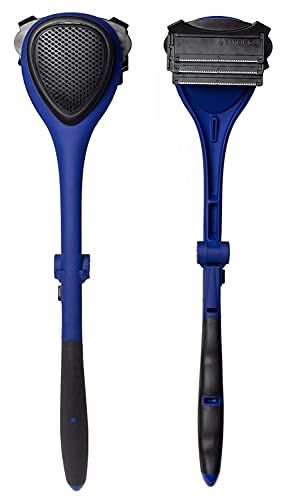baKblade 2.0 Elite Plus - Depilación de espalda y afeitadora corporal (bricolaje), mango ergonómico, afeitado en seco o en húmedo (cuchillas adicionales incluidas)