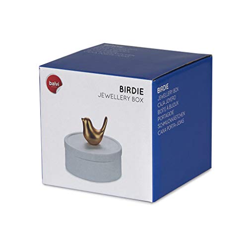 Balvi Caja joyero Birdie Color Blanco y Dorado Mate Caja de cerámica para Joyas con Tapa y Figura de pájaro Decorativa Porcelana 9,8 cm