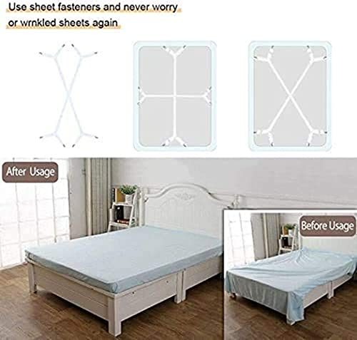 Bambebe 2 Piezas de Sujetadores para Sábanas Cama Clips,Ajustables Elásticos Correas Sujetadores de Hojas,para Sábana Bajera Fundas de Colchón Sofá (Blanco)