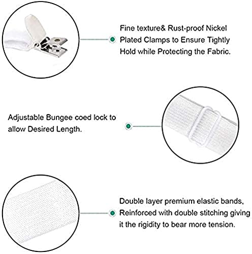 Bambebe 2 Piezas de Sujetadores para Sábanas Cama Clips,Ajustables Elásticos Correas Sujetadores de Hojas,para Sábana Bajera Fundas de Colchón Sofá (Blanco)