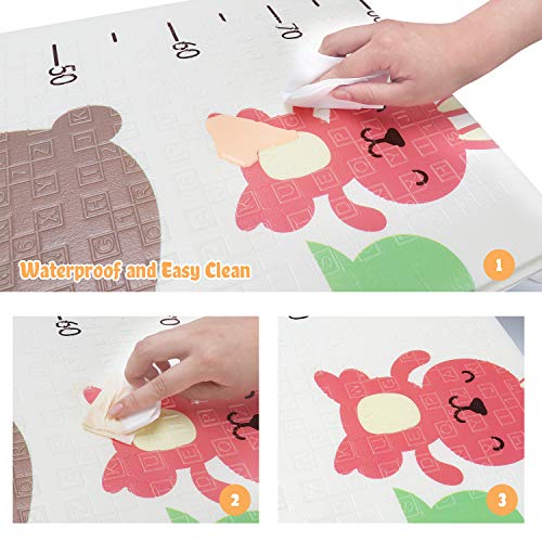 Bammax Alfombra Niños (197 * 177 cm, 15 mm de Espesor), Alfombra de Juegos de XPE, Colchoneta de Juegos Plegable, Alfombra de Doble Cara, Suelo Bebe de Patrón de Jirafa, Impermeable, No tóxico