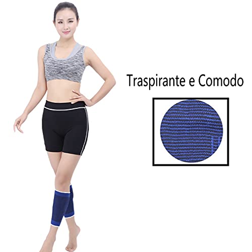 Banda elástica para rodilla, codo, tobillo, muslo, pantorrilla y espinillas, soporte para piernas, ideal para deportes y dolores musculares, unisex, color azul, 2 unidades