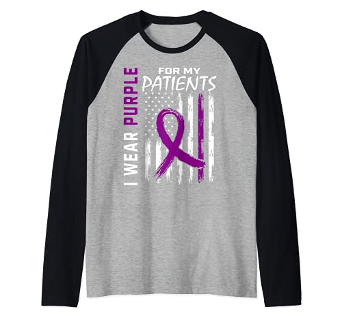 Bandera púrpura de la conciencia de Alzheimers de la demencia del cuidador de pacientes Camiseta Manga Raglan