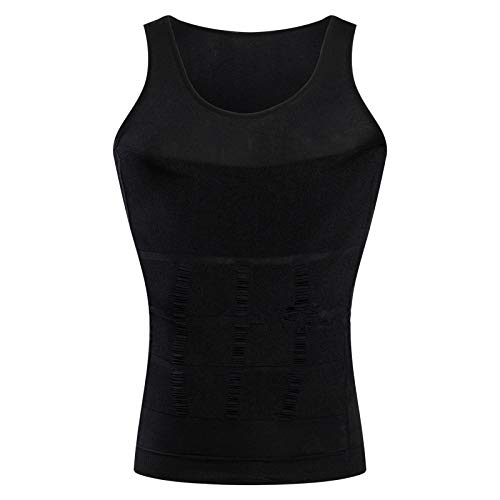 BaronHong Gynecomastia compresión Camisa Chaleco para Ocultar Hombre Boobs Moobs Adelgazamiento Mens Shapewear Aplastar Todo el Abdomen (Negro, L)