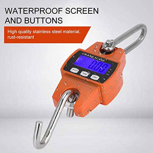 Báscula colgante digital, 300 KG Mini grúa portátil impermeable LCD Gancho electrónico digital Básculas colgantes, para equipaje grande