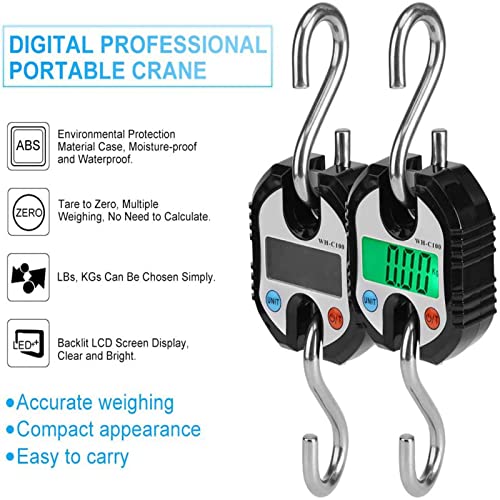 Báscula de equipaje, mini grúa portátil LCD digital electrónica Gancho balanza colgante balanza de bucle balanza digital viaje postal postal pesca balanza.(negro)