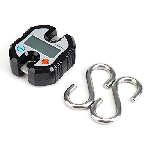 Báscula portátil para colgar, mini grúa portátil LCD Gancho electrónico digital Básculas colgantes Balanza de pesaje en bucle Paquete expreso con gancho para equipaje de plástico(Negro)