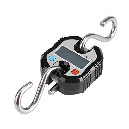 Báscula portátil para colgar, mini grúa portátil LCD Gancho electrónico digital Básculas colgantes Balanza de pesaje en bucle Paquete expreso con gancho para equipaje de plástico(Negro)