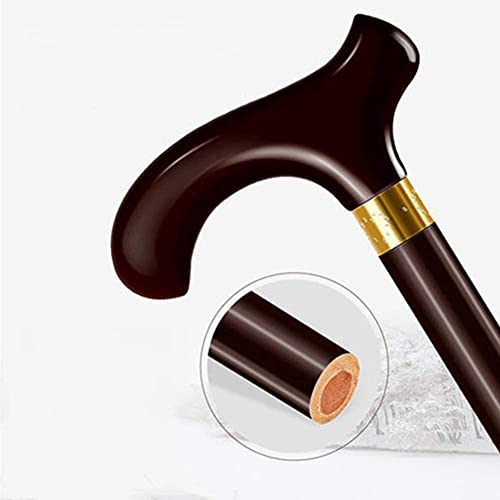 Bastón para Caminar de Madera Maciza, bastón Anciano Mango Curvo Muletas Bastón Antideslizante de Madera Maciza Bastón para Caminar Bastón para Caminar Equipo de Viaje (Color: Brown, Size: 90cm), YK