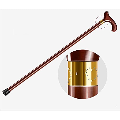 Bastón para Caminar de Madera Maciza, bastón Anciano Mango Curvo Muletas Bastón Antideslizante de Madera Maciza Bastón para Caminar Bastón para Caminar Equipo de Viaje (Color: Brown, Size: 90cm), YK