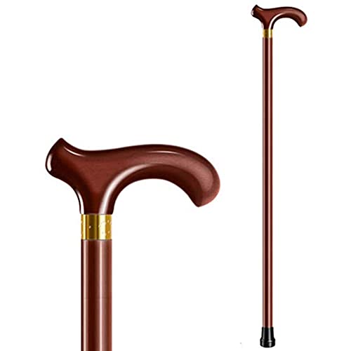 Bastón para Caminar de Madera Maciza, bastón Anciano Mango Curvo Muletas Bastón Antideslizante de Madera Maciza Bastón para Caminar Bastón para Caminar Equipo de Viaje (Color: Brown, Size: 90cm), YK