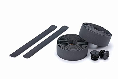 BBB Cycling Unisex's RaceRibbon BHT-01 Bicicleta de Ciclismo Antideslizante Absorbente de Golpes para Bicicleta Urbana de Carretera Incluye Cinta Acabado y Tapones para Manillar Gris, Talla Única