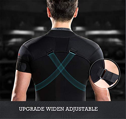 BCLGCF - Brazalete para hombro derecho para mujer y hombre, almohadillas de hombro ajustables para la prevención de lesiones, junta de CA dislocada, desgarro de labrum, tendinitis y fractura, L