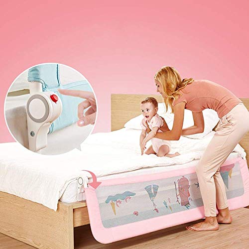 BDD Riel de Cama Anticaída para Niños Deflector de Cama Ajustable en Altura Seguro sin Formaldehído Telescópico de un Botón,L-150Cm,L-150Cm
