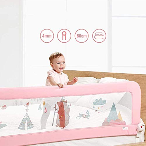 BDD Riel de Cama Anticaída para Niños Deflector de Cama Ajustable en Altura Seguro sin Formaldehído Telescópico de un Botón,L-150Cm,L-150Cm