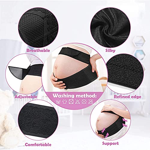 BE-STRONG Banda Abdominal Ajustable Y Transpirable para Mujeres Embarazadas, Cinturón De Embarazo con Puntal De Soporte con Patrón De Encaje Puede Aliviar El Dolor De Espalda Y Piso Pélvico,L.