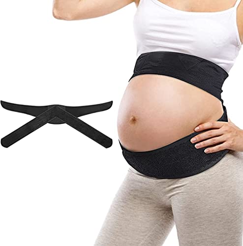 BE-STRONG Banda Abdominal Ajustable Y Transpirable para Mujeres Embarazadas, Cinturón De Embarazo con Puntal De Soporte con Patrón De Encaje Puede Aliviar El Dolor De Espalda Y Piso Pélvico,L.