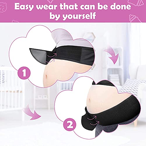BE-STRONG Banda Abdominal Ajustable Y Transpirable para Mujeres Embarazadas, Cinturón De Embarazo con Puntal De Soporte con Patrón De Encaje Puede Aliviar El Dolor De Espalda Y Piso Pélvico,L.