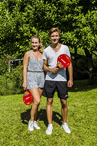 Beachball Set XL, 2 Raquetas de Madera, 2 Bolas, en un Bolsillo de Red