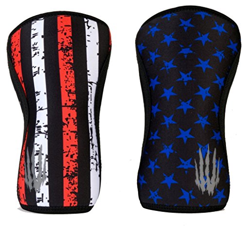 Bear KompleX Knee Sleeves (Sold AS A Pair of 2) Compression and Support for Weightlifting, Powerlifting and Weight Training- 7mm Neoprene Sleeve for The Best Squats - Women & Men - by, Stars 7mm M