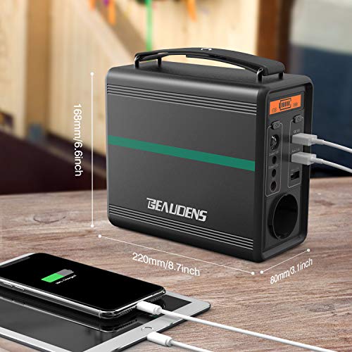 BEAUDENS Generador Solar Portátil 166Wh, 52000mAh, Batería de Litio-ferrofosfato, 6 Puertos (1 AC, 2 DC, 3 USB), 2000 Ciclos, 10 Años de Duración, para Acampada, Emergencia, Electrodomésticos, Viaje