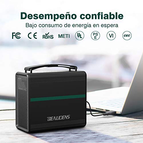BEAUDENS Generador Solar Portátil 166Wh, 52000mAh, Batería de Litio-ferrofosfato, 6 Puertos (1 AC, 2 DC, 3 USB), 2000 Ciclos, 10 Años de Duración, para Acampada, Emergencia, Electrodomésticos, Viaje