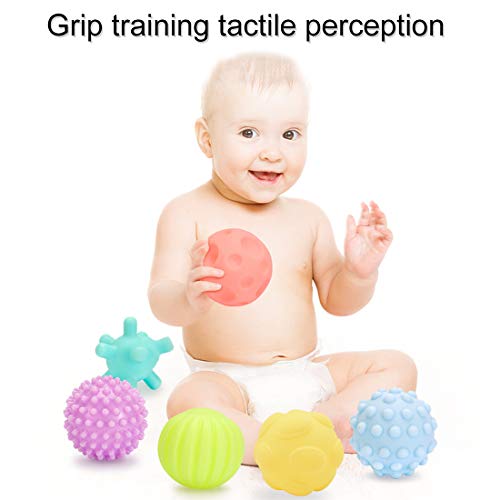 Bebé Sensoriales Bolas - Miotlsy 6 Pcs Suave Textura Bolas de Masaje, Multi Colorido de la Bola del Tacto del Niño de la Mano con Textura, Juguete de Baño para Bebé 6 Meses a 3 año