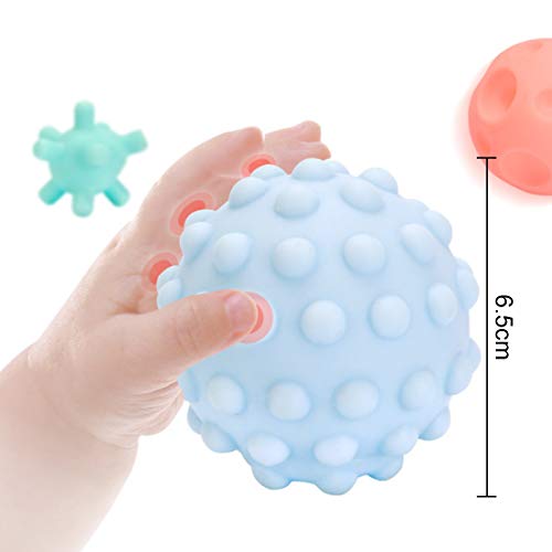 Bebé Sensoriales Bolas - Miotlsy 6 Pcs Suave Textura Bolas de Masaje, Multi Colorido de la Bola del Tacto del Niño de la Mano con Textura, Juguete de Baño para Bebé 6 Meses a 3 año