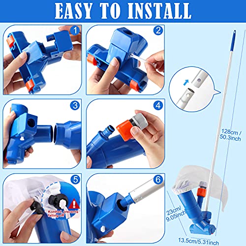 Becoyou Limpiafondos Piscina, Aspirador Piscina con 5 Secciones de Poste 2 Bolsas de Malla Limpiafondos Piscina Manual Piscina Accesorios para Piscina, Estanque, SPA