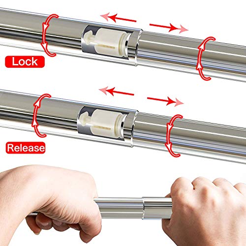 Begleri Barra de Cortina de Ducha L, Barra de Cortina de Ducha sin taladrar, Barra telescópica en Acero Inoxidable, (75-95 cm) * (90-120cm)