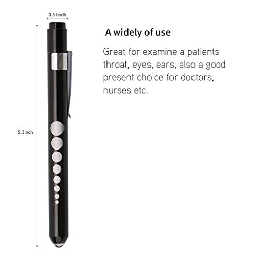 beIilan Mini Pluma Blanca Amarilla de luz LED Penlight Enfermera pupila Gauge Estudiantes Mini Linterna portátil