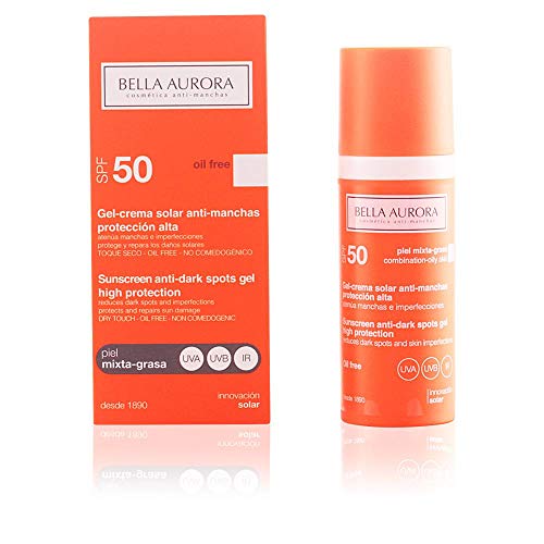 Bella Aurora Protector Solar 50 Facial Anti-Manchas Piel Mixta Grasa, 50 ml | Crema Protección del Sol Cara | Bloqueador Solar