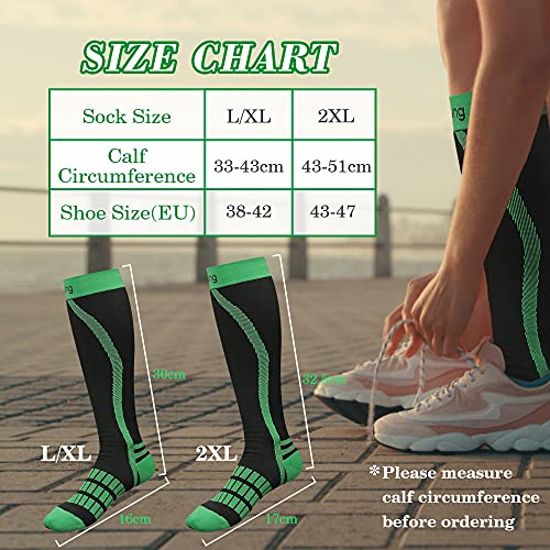 BellaAchtung Medias de compresión deportivas, para hombre y mujer, largas, ligeras, de apoyo para correr, fútbol, vuelo, correr, viajes, ciclismo, Unisex adulto, -, L/XL (EU38-42)