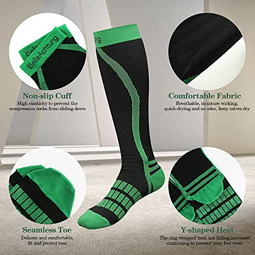 BellaAchtung Medias de compresión deportivas, para hombre y mujer, largas, ligeras, de apoyo para correr, fútbol, vuelo, correr, viajes, ciclismo, Unisex adulto, -, L/XL (EU38-42)