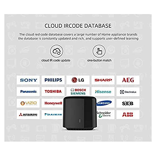 BestCon RM4C Mini Smart WiFi IR Control Remoto Universal Smart Home Hub, Todo en uno Control infrarojo para Todos Tus Dispositivos – Negro