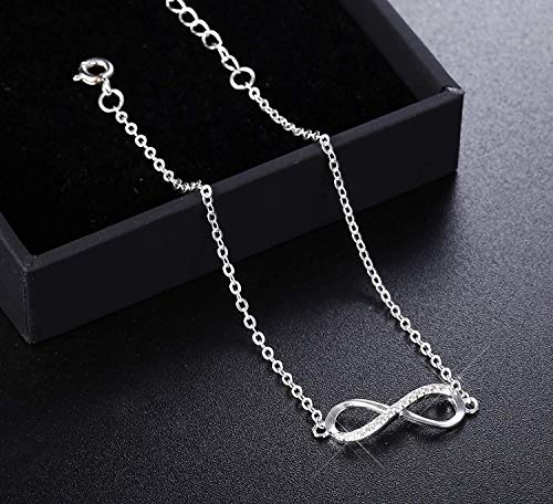 Besteel 925 Plata de Ley Pulsera Infinito para Mujeres Cadena Pulsera Amor Tobilleras con Circonita Aniversario de Regalo Plata