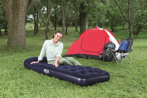 BESTWAY 67223 - Colchón Hinchable Individual Ventura 185x76x28 cm con Inflador de Pie Integrado y Válvula de Rápido Inflado y Desinfldo, Superficie Flocada, Para Interior/Exterior