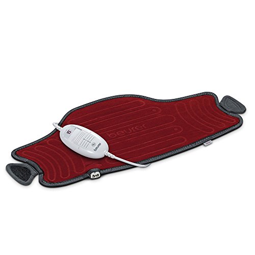 Beurer HK55 - Almohadilla electrónica cervical / lumbar con superficie suave y transpirable, cinturón ajustable, 3 potencias, 100 W, lavable, apagado automático 90 mins, color granate