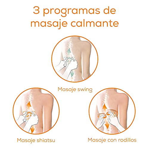 Beurer MG 315 Funda de asiento de masaje Shiatsu, masajeador eléctrico para el cuello y la espalda, con función de luz y calor, función de escaneo automático del cuerpo, negro-gris