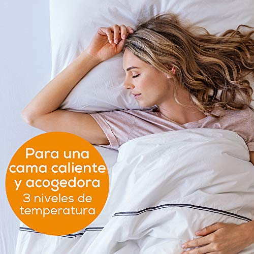 Beurer TS 15 - Calientacamas individual con tiras de sujeción, transpirable, tacto suave, lavable, 3 potencias, display iluminado, cama individual, 80 x 150 cm, blanco