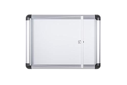 Bi-Office Boletín Enclore Extra - Superficie magnética en acero lacado, Tablón de anuncios con puerta con bisagras para aluminio interior, 513 x 371 mm - 2xA4